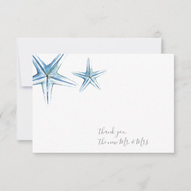 Mariage Merci Cartes Aquarelle Starfish (Devant)