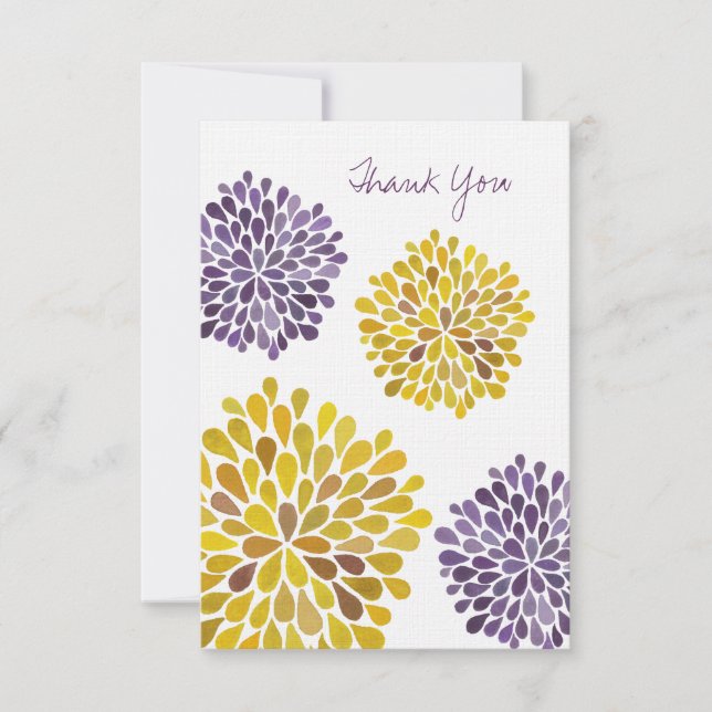 Mariage Merci Cartes de notes Aquarelle Dahlias (Devant)