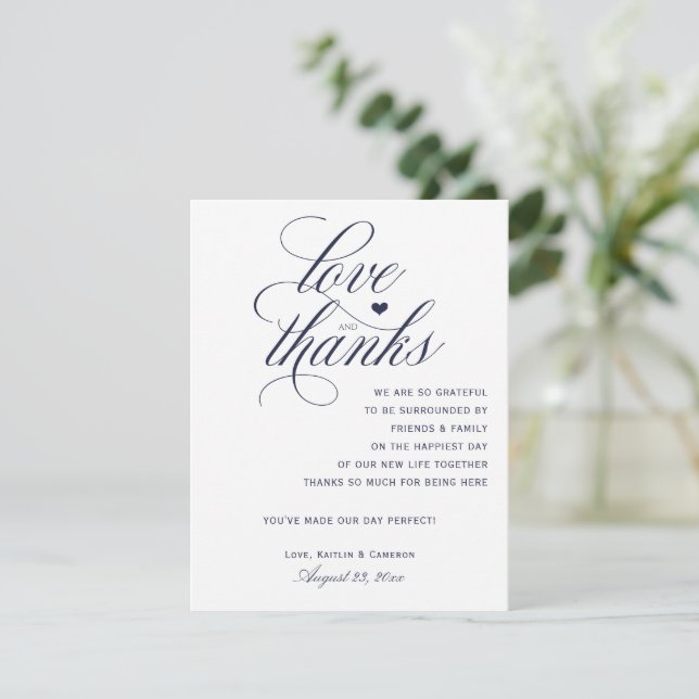 Mariage Merci Cartes pour les tables | bleu marine (Debout devant)
