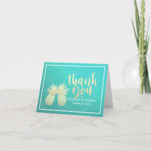 Mariage Merci Gold Ananas Couple Rose Turquoise