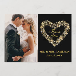 Mariage Merci Gold Heart Carte photo