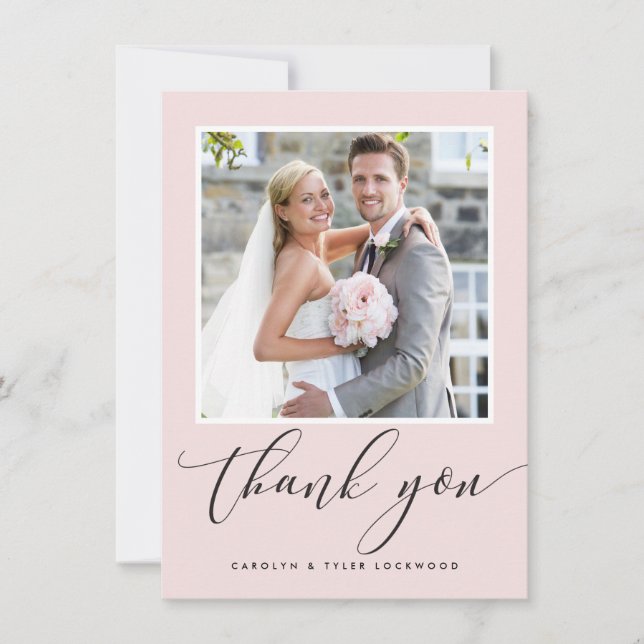 MARIAGE MERCI photo calligraphie blush rose (Devant)