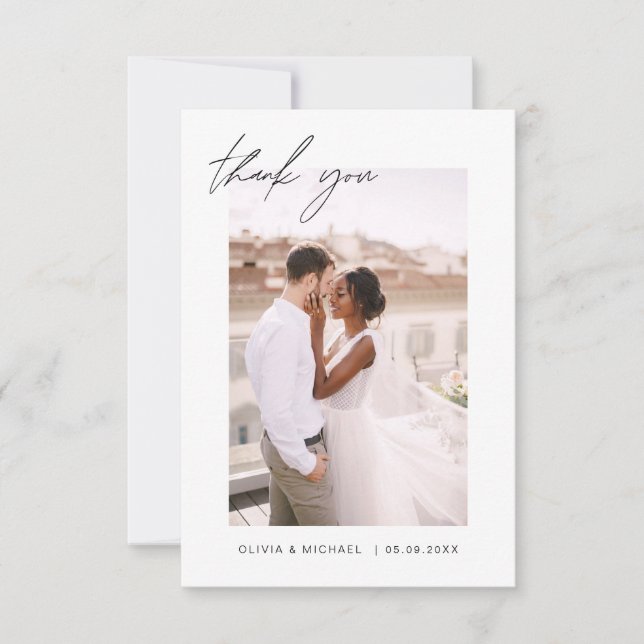 Mariage Merci photo minimaliste romantique (Devant)