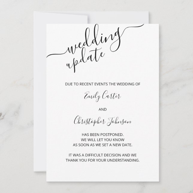 Mariage Mettre à jour Élégante carte de report de  (Devant)