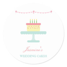 Mariage mignon blanc Cake Business Sticker ÉTIQUET
