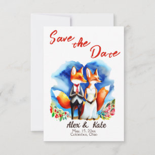 Mariage mignon Fox Couple Save the Date Faire-part