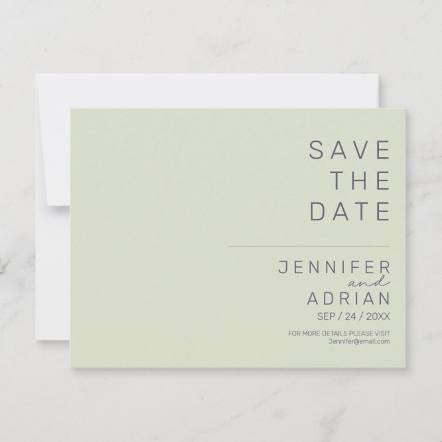 Mariage minimal Enregistrer les cartes de dates (Devant)