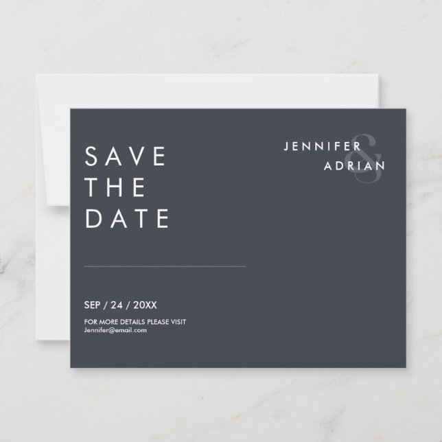 Mariage minimal Enregistrer les cartes de dates (Devant)