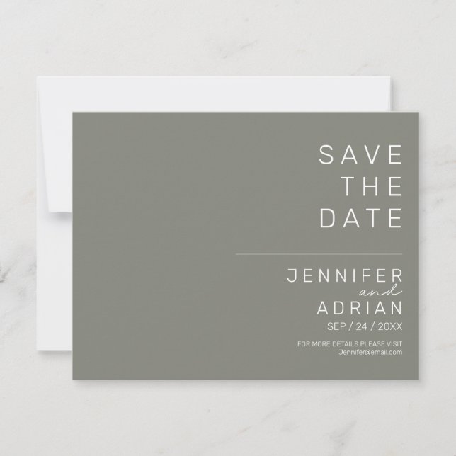 Mariage minimal Enregistrer les cartes de dates (Devant)