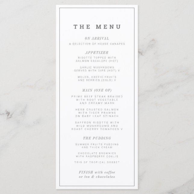 Mariage minimal moderne ou événement menu mono per (Devant)