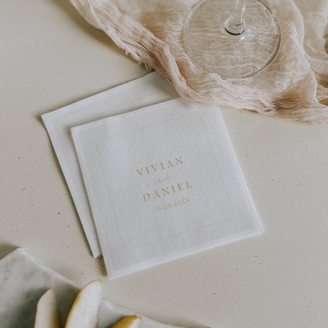 Mariage minimaliste à huile métallique (Minimalist Metallic Gold Foil Wedding Foil Napkins)