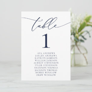 Mariage minimaliste bleu marine Numéro de table