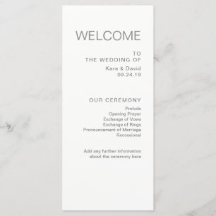 Mariage minimaliste chic Programme Grey