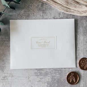 Mariage minimaliste d'or Étiquettes de adresse RSV