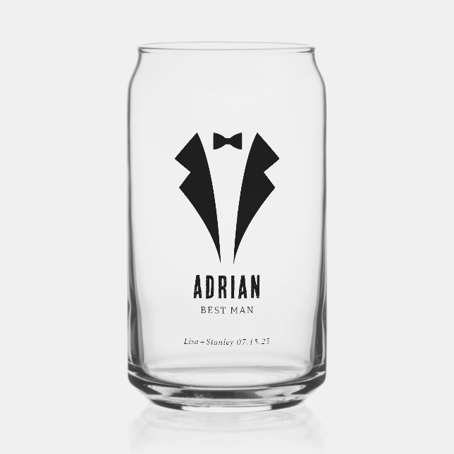 Mariage Minimaliste Meilleur Témoin Nom Noir (Recto)