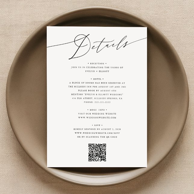 Mariage minimaliste moderne Détails Carte de boîti (Créateur téléchargé)