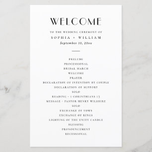 Mariage Minimaliste Moderne Programme Noir & Bla