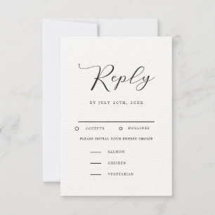 Mariage minimaliste moderne RSVP avec choix de rep