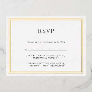 Mariage minimaliste moderne RSVP Foil Invitation