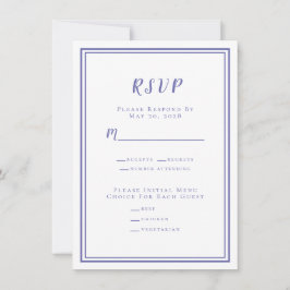 Mariage minimaliste moderne RSVP Menu Periwinkle