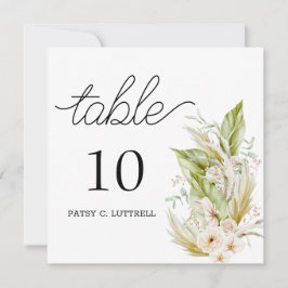 Mariage minimaliste Pampas Numéro de table Modèle