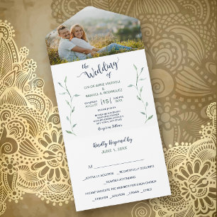 Mariage Modèle photo minimaliste Feuille vert