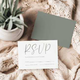Mariage moderne blanc et vert sage RSVP