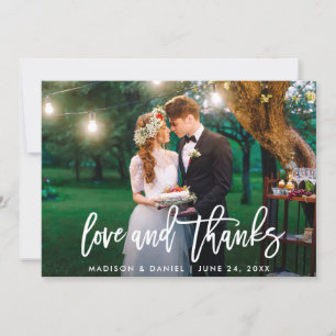 Mariage moderne Brush Script Photo Love Merci