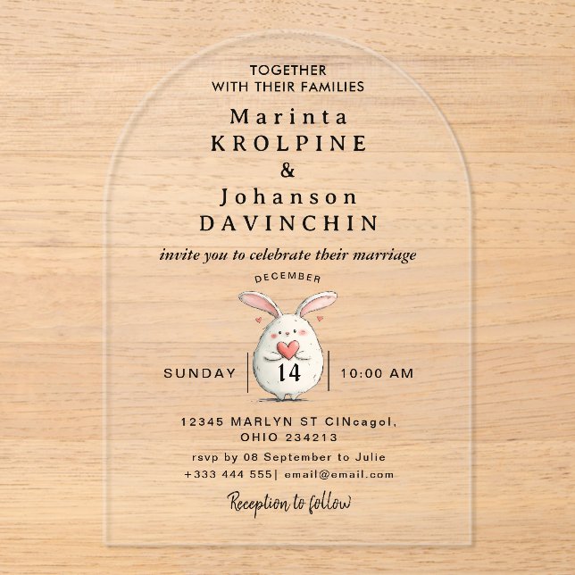 Mariage Moderne Calligraphie Acrylique Invitations (Recto)