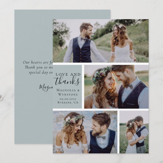 Mariage moderne de l'amour photo et merci (Devant / Derrière)