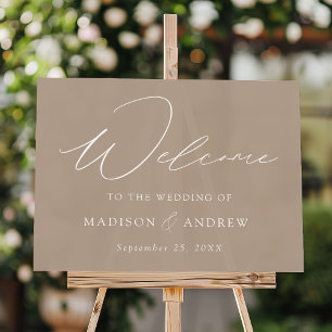 Mariage moderne élégant Script Taupe Accueil