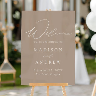 Mariage moderne élégant Script Taupe Accueil