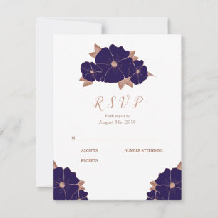 Mariage moderne en cuivre et bleu foncé RSVP