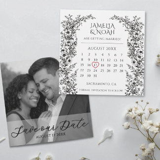 Mariage Moderne en Noir et Blanc : Carte de Préavi