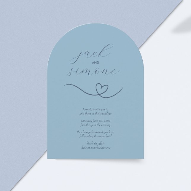 Mariage moderne | Invitations d'arc | Bleu Clair (Créateur téléchargé)