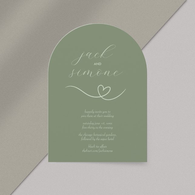 Mariage moderne | Invitations d'arc | Sage foncé (Créateur téléchargé)