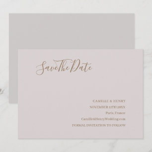 Mariage Moderne Minimaliste Save The Date Rose Gol