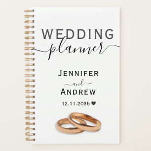 Mariage Moderne Noir & Blanc avec Anneaux Script