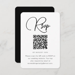 Mariage moderne noir et blanc RSVP avec QR Code