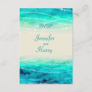 Mariage moderne peint en mer étincelante RSVP