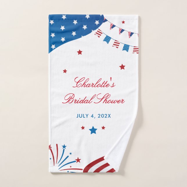 Mariage moderne personnalisé rouge blanc et bleu (Serviette à main)