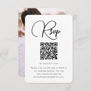 Mariage moderne RSVP avec QR Code et photo