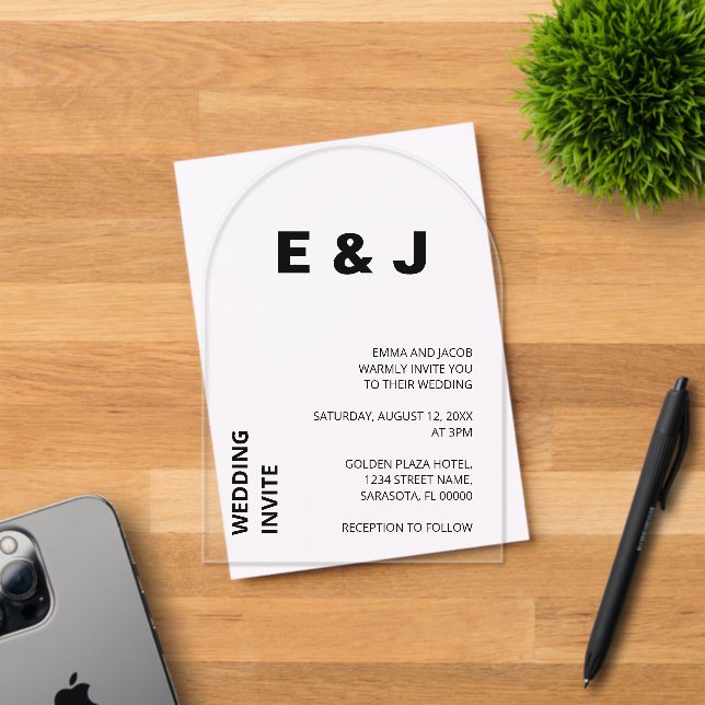 Mariage moderne Simple Bold Acrylique Invitation (Insitu (Carte d'invitation))