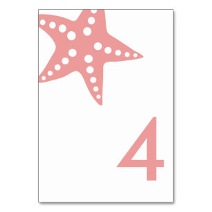 Mariage moderne Starfish Numéro de table Carte, ro