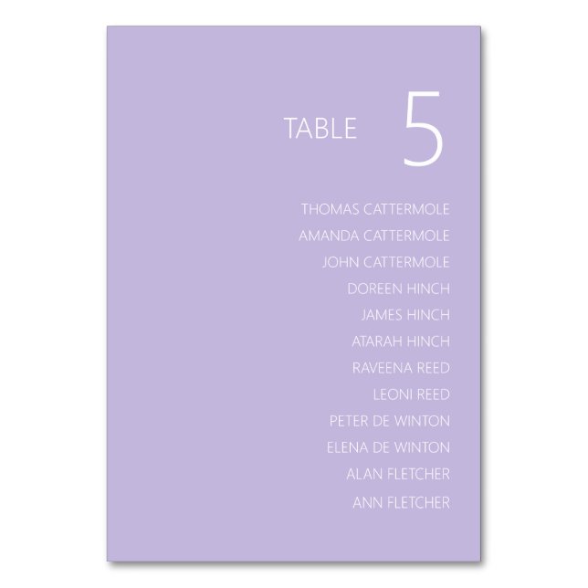 Mariage moderne violet carte numéro de table avec  (Par défaut)
