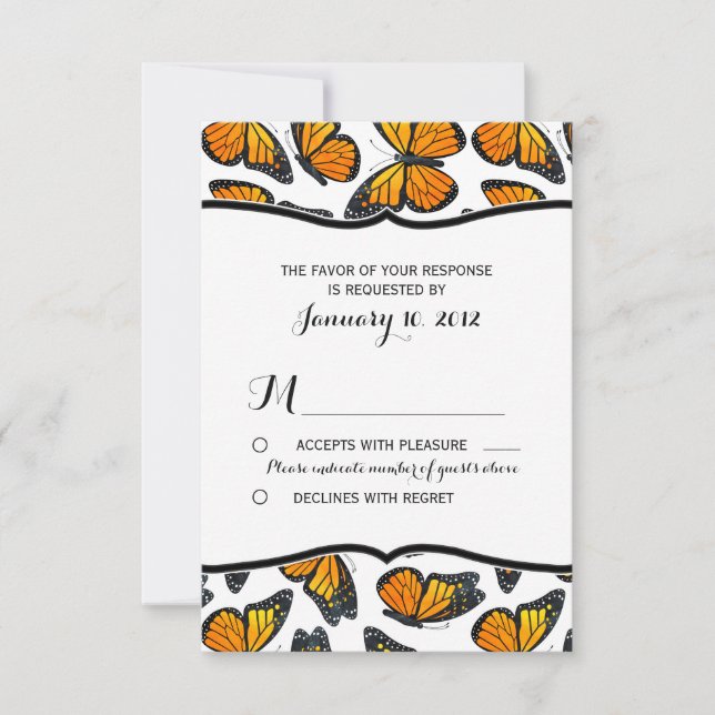 Mariage Monarque Papillon RSVP (Devant)