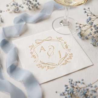 Mariage Monogramme à Crête Florale avec Nœud Chic