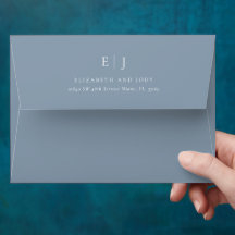 Mariage Monogramme Bleu Poussiéreux