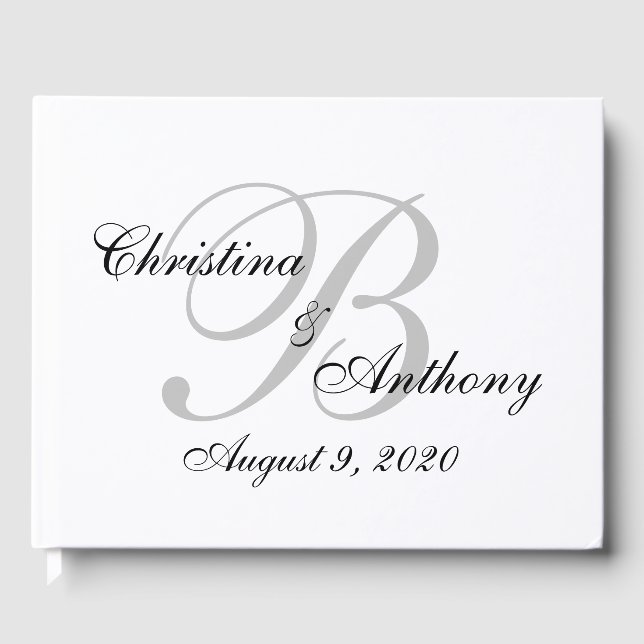 Mariage Monogramme Livre d'invité personnalisé | O (Recto)