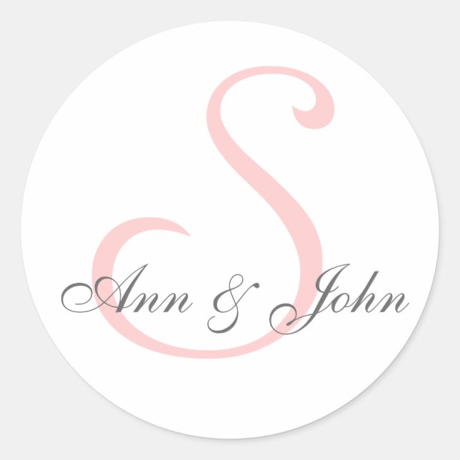 Mariage Monogramme Noms de la mariée Sticker rose (Devant)